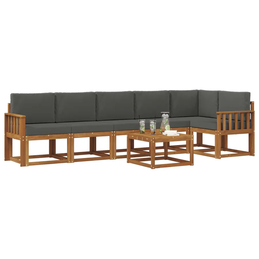 Ensemble de canapés d'extérieur 7 pcs Naturel et Anthracite - 3