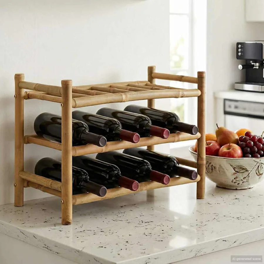 Étagère à vin Naturel 57 x 29,5 x 36 cm Bambou