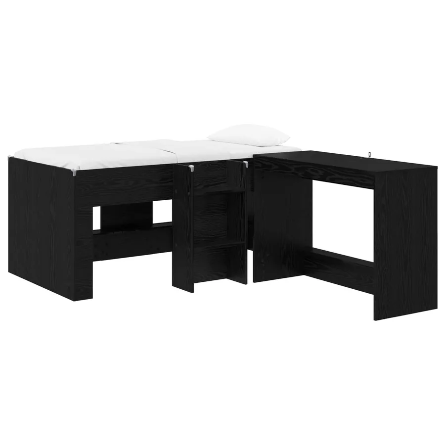 Lit haut pour enfants avec bureau 2 pc Chêne noir - 2