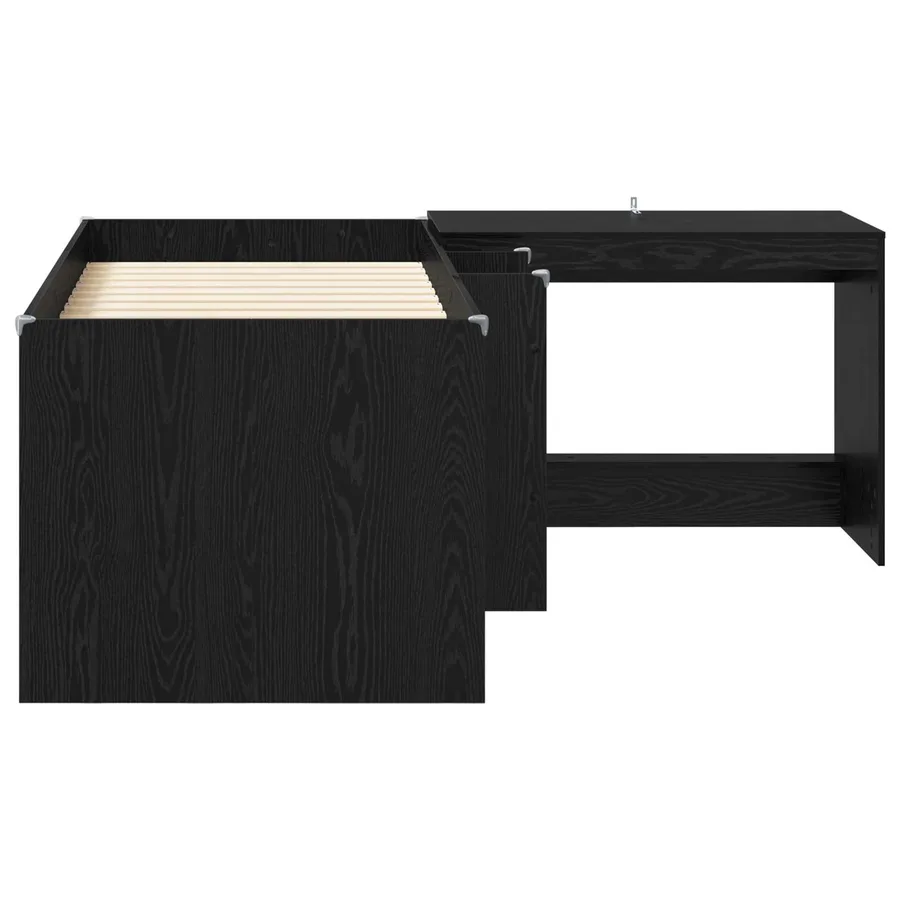 Lit haut pour enfants avec bureau 2 pc Chêne noir - 4