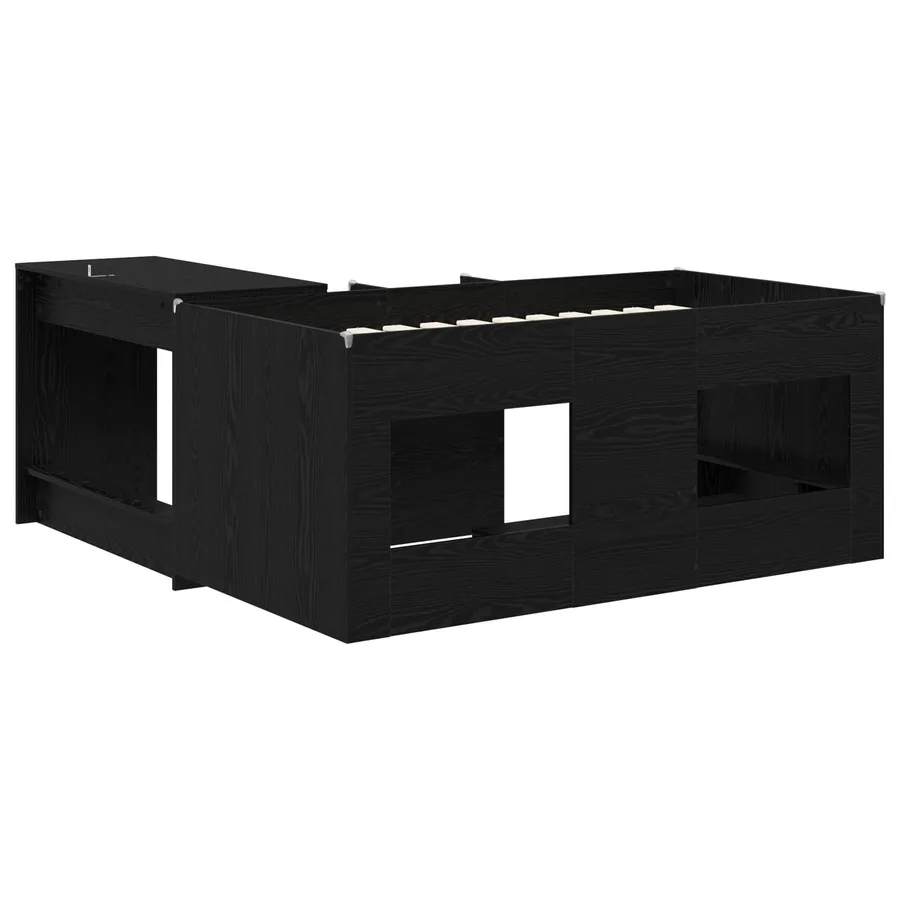 Lit haut pour enfants avec bureau 2 pc Chêne noir - 5