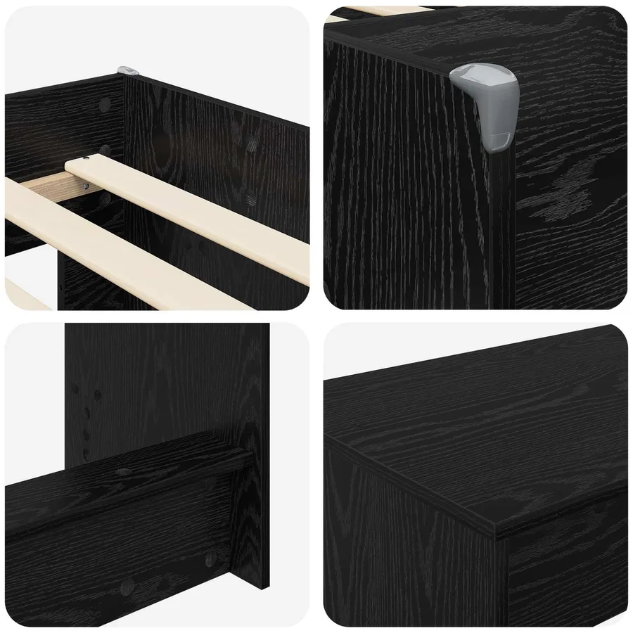 Lit haut pour enfants avec bureau 2 pc Chêne noir - 6