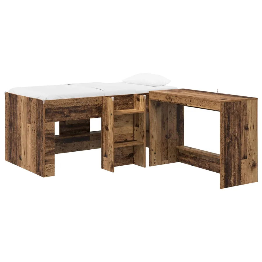 Lit haut pour enfants avec bureau 2 pc Bois ancien - 2