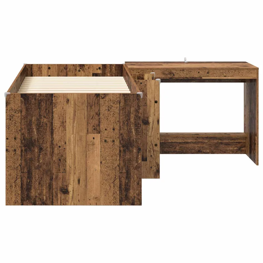 Lit haut pour enfants avec bureau 2 pc Bois ancien - 4
