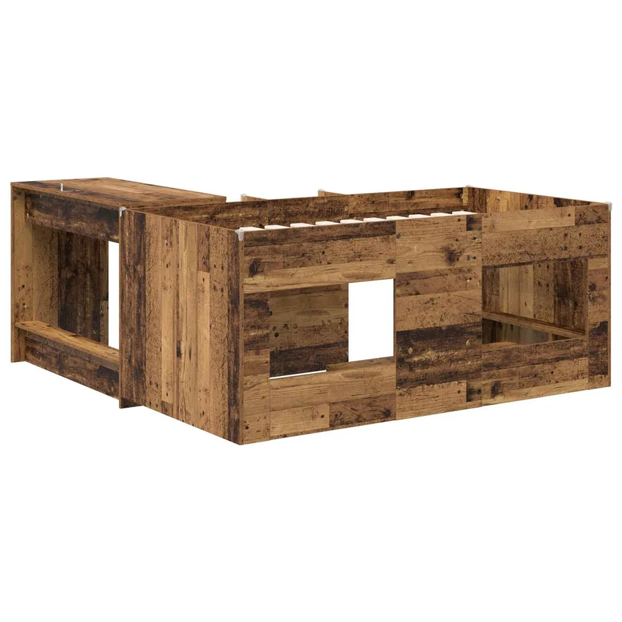 Lit haut pour enfants avec bureau 2 pc Bois ancien - 5
