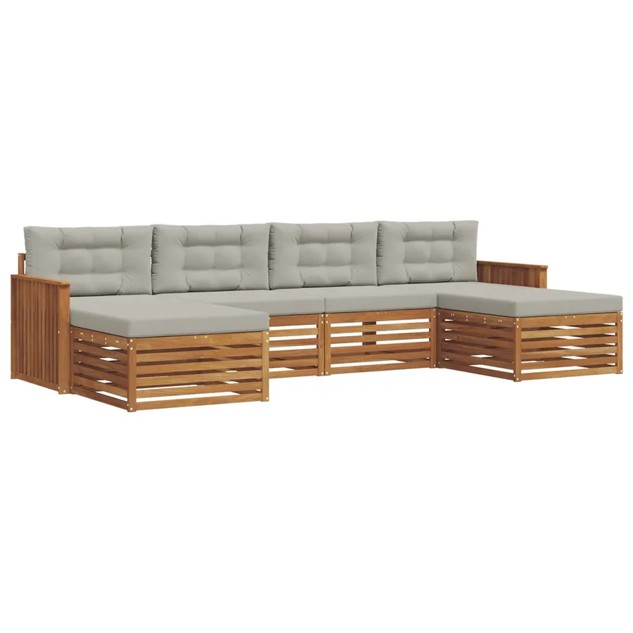 Ensembles de canapés avec coussin 6 pcs Gris Naturel et Clair - 2
