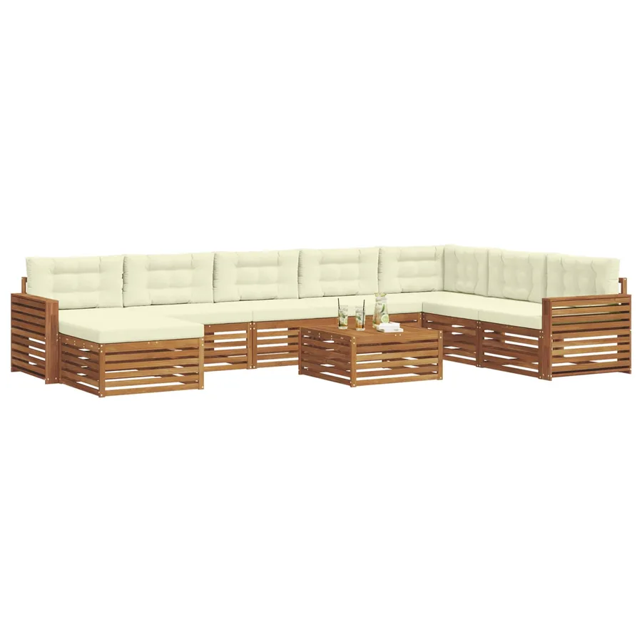 Ensemble de canapés d'extérieur 9 pcs Naturel et Crème - 3