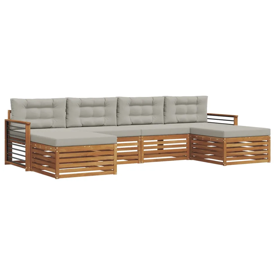 Ensembles de canapés avec coussin 6 pcs Gris Naturel et Clair - 2