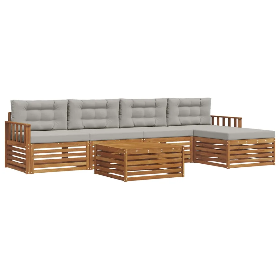 Ensemble de canapés d'extérieur 6 pcs Gris Naturel et Clair - 2