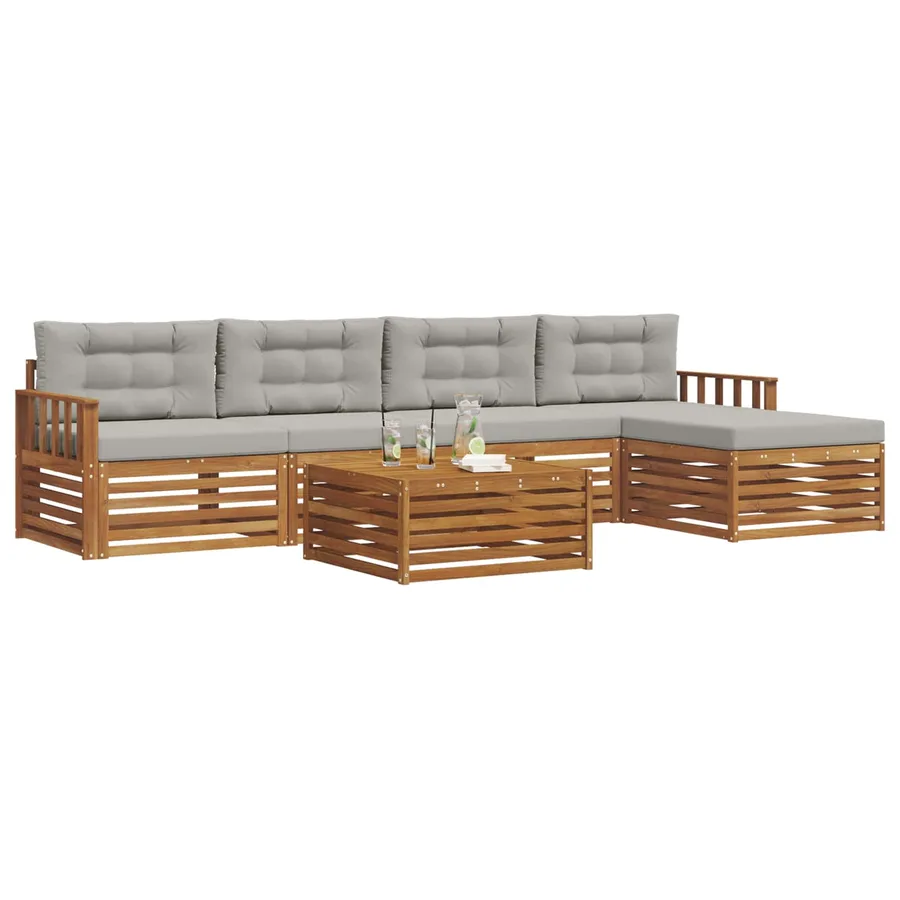 Ensemble de canapés d'extérieur 6 pcs Gris Naturel et Clair - 3