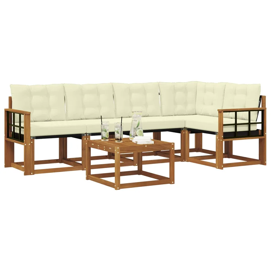 Ensemble de canapés d'extérieur 6 pcs Naturel et Crème - 3