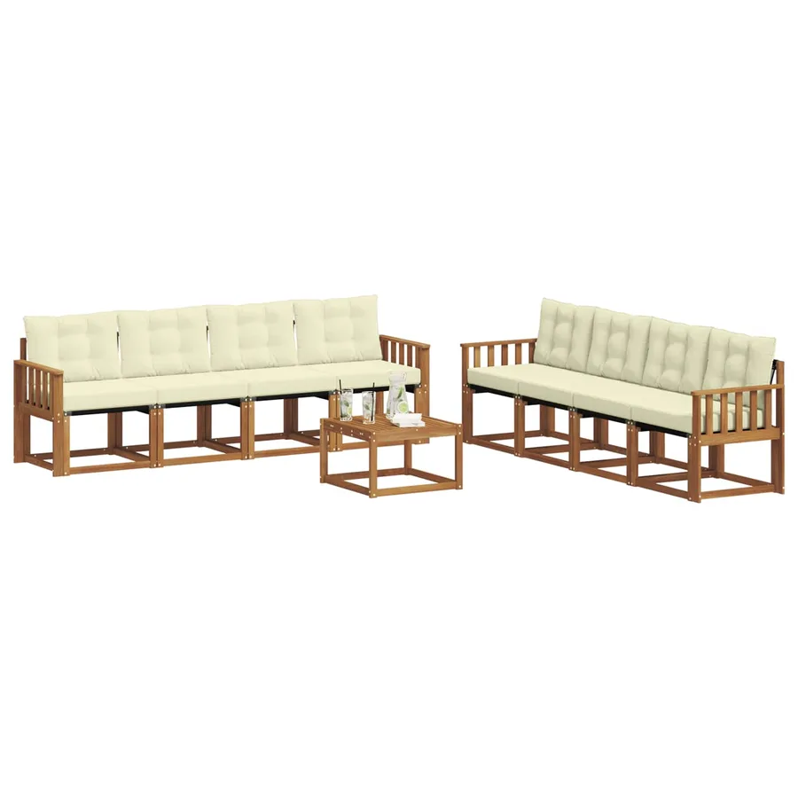 Ensemble de canapés d'extérieur 9 pcs Naturel et Crème - 3
