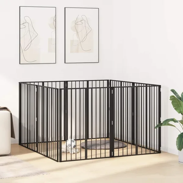 Porte pour chien 8 pcs Noir 80 x 100 cm Acier galvanisé