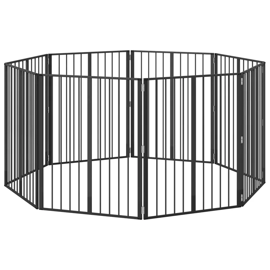 Porte pour chien 8 pcs Noir 80 x 100 cm Acier galvanisé - 2
