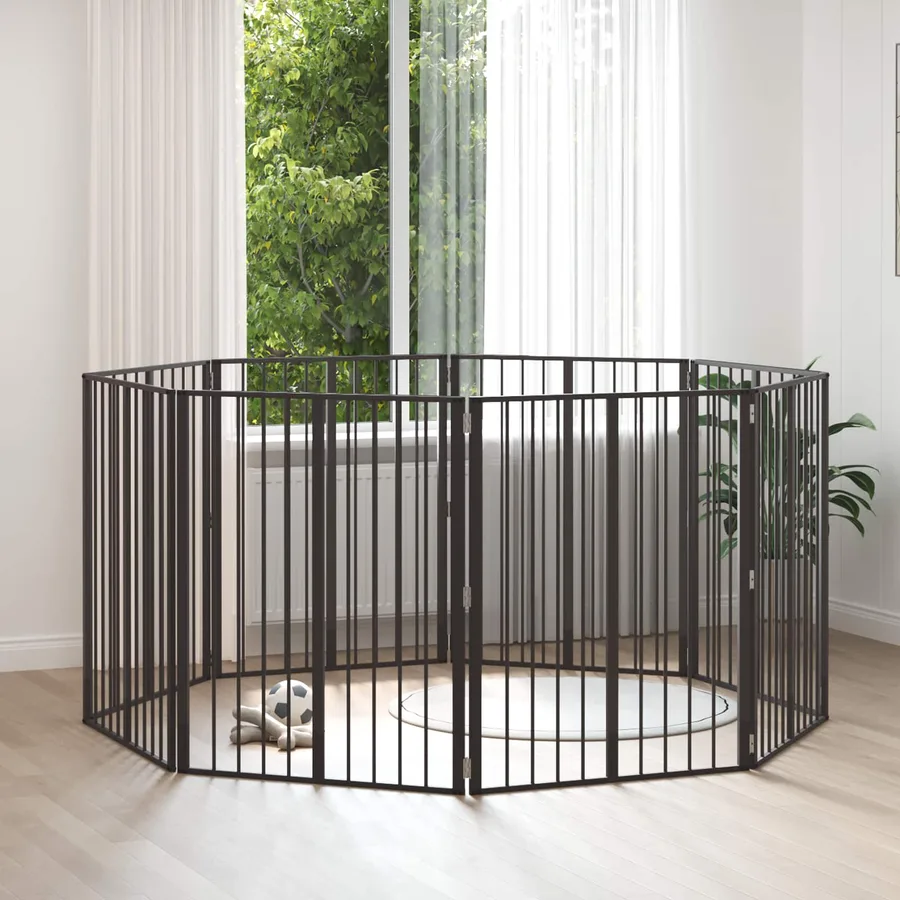 Porte pour chien 8 pcs Noir 80 x 100 cm Acier galvanisé - 3