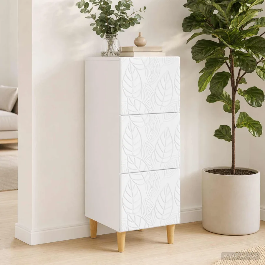 Armoire à tiroirs Blanc 33 x 34,5 x 90 cm Bois d'ingénierie - 3