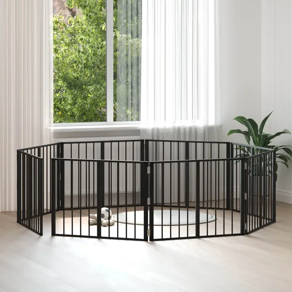 Porte pour chien 8 pcs Noir 80 x 60 cm Acier galvanisé