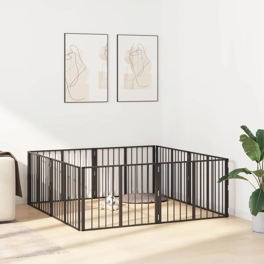 Porte pour chien 8 pcs Noir 80 x 60 cm Acier galvanisé - 3