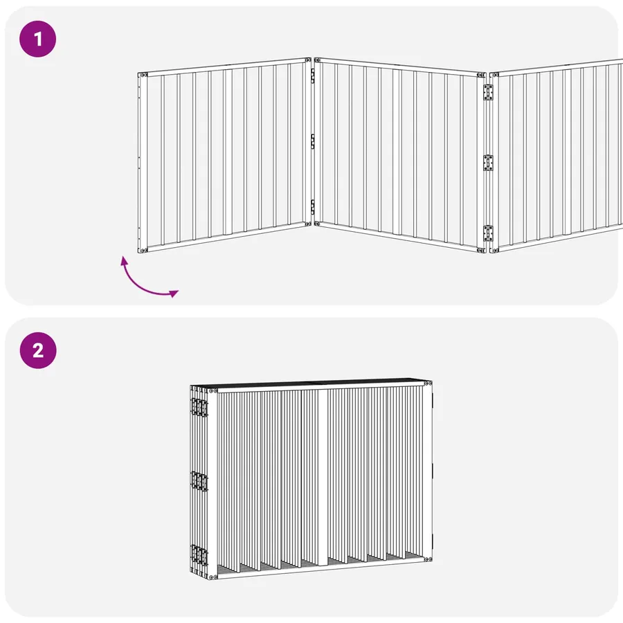 Porte pour chien 8 pcs Noir 80 x 60 cm Acier galvanisé - 7