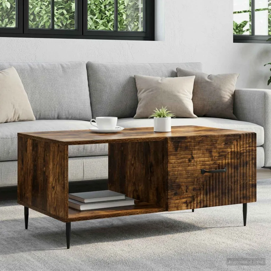 Table basse Chêne fumé 90 x 50 x 40 cm Bois d'ingénierie