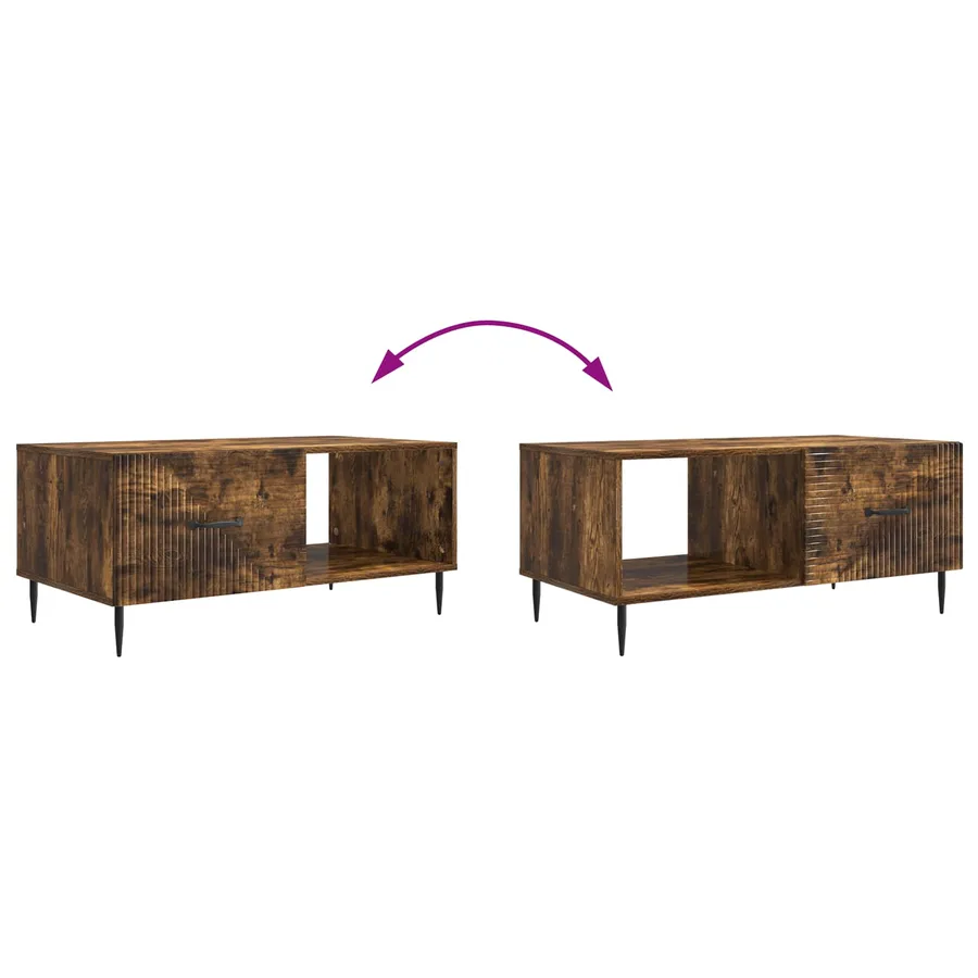 Table basse Chêne fumé 90 x 50 x 40 cm Bois d'ingénierie - 10