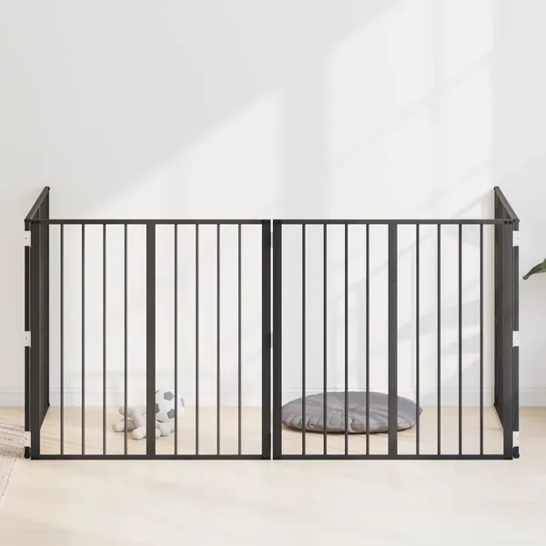 Porte pour chien 4 pcs Noir 80 x 80 cm Acier galvanisé