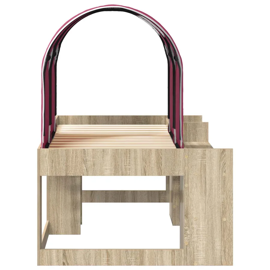 Lit avec Tunnel 3 pc Chêne Sonoma et rouge Bois d'ingénierie - 7