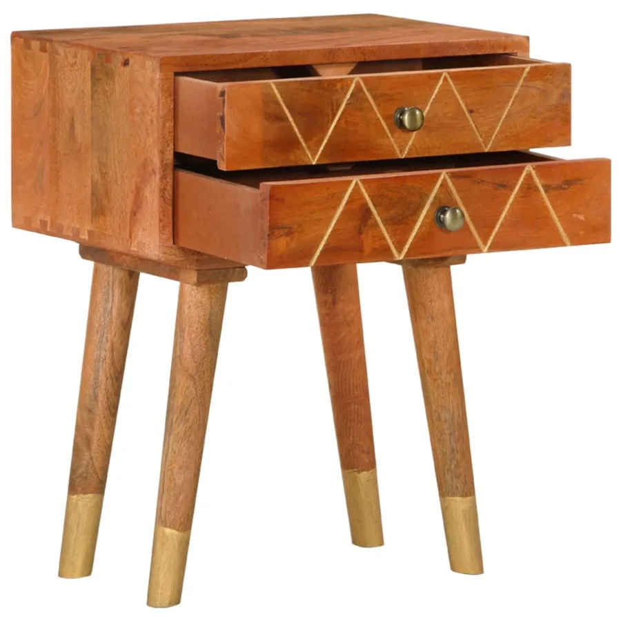 Table de chevet 43 x 30 x 58 cm Bois de manguier massif - 2
