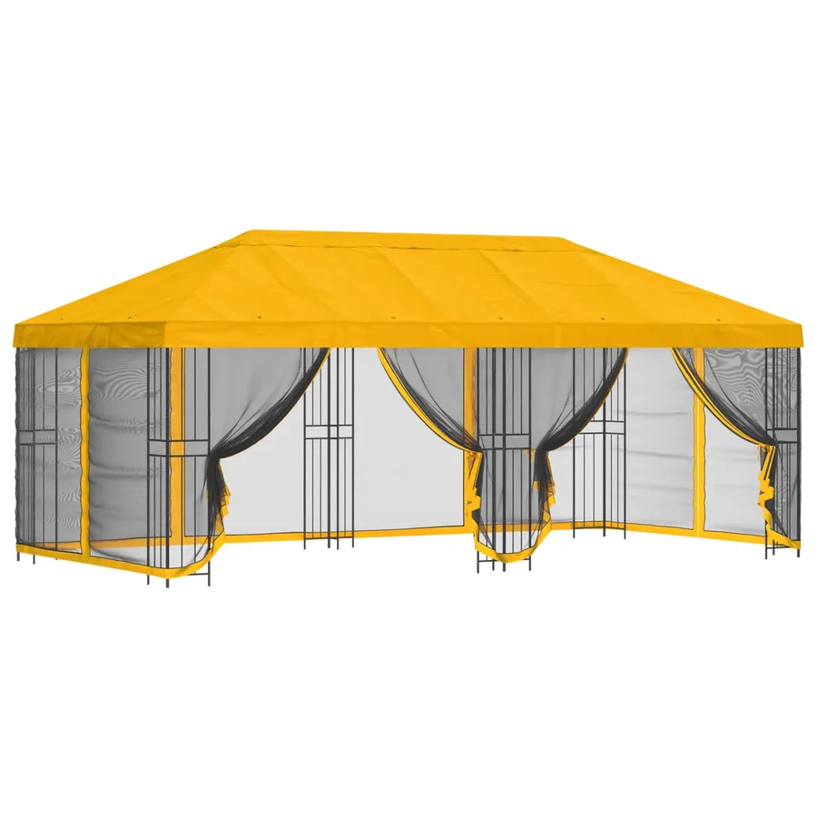 Gazebo avec murs latéraux 6 x 3 m Jaune Polyester et Acier 190 - 2