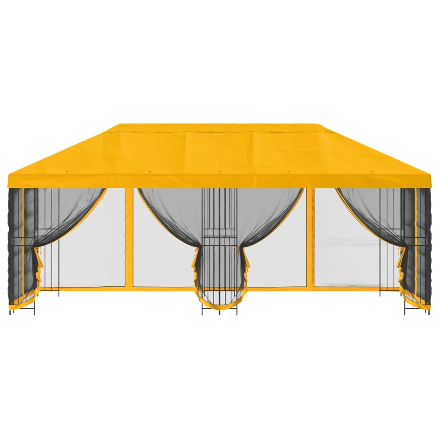 Gazebo avec murs latéraux 6 x 3 m Jaune Polyester et Acier 190 - 3