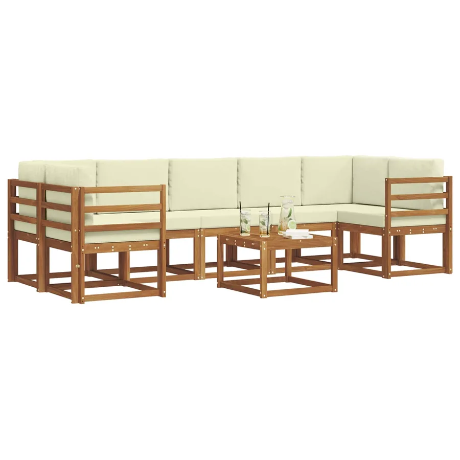 Ensemble de canapés d'extérieur 8 pcs Naturel et Crème - 3