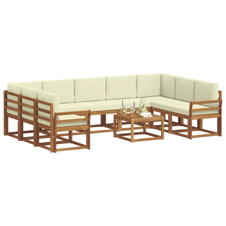 Ensemble de canapés d'extérieur 10 pcs Naturel et Crème - 3