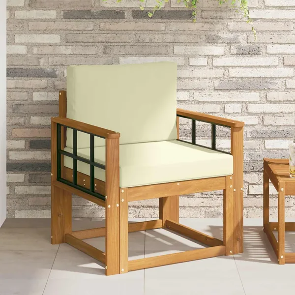 Canapé d’extérieur Bois d'acacia massif et polyester Naturel
