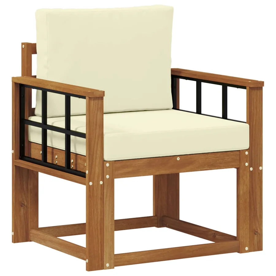 Canapé d’extérieur Bois d'acacia massif et polyester Naturel - 2