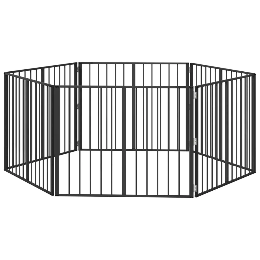 Porte pour chien 6 pcs Noir 100 x 80 cm Acier galvanisé - 2