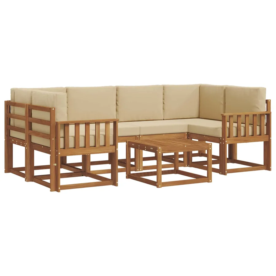 Ensemble de canapés d'extérieur 7 pcs Naturel et Beige - 2