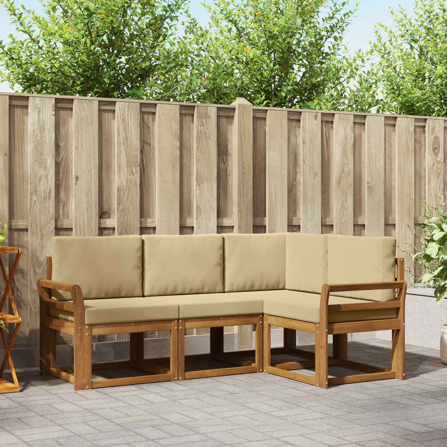 Ensemble de canapés d'extérieur 4 pcs Naturel et Beige