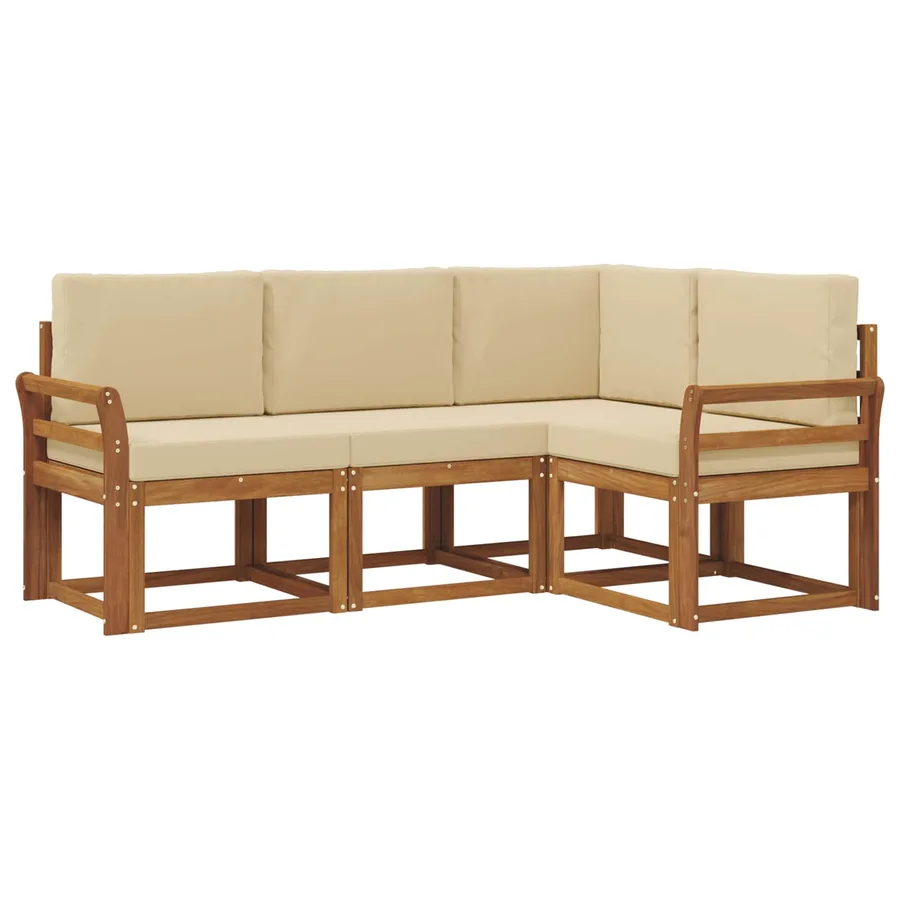Ensemble de canapés d'extérieur 4 pcs Naturel et Beige - 2