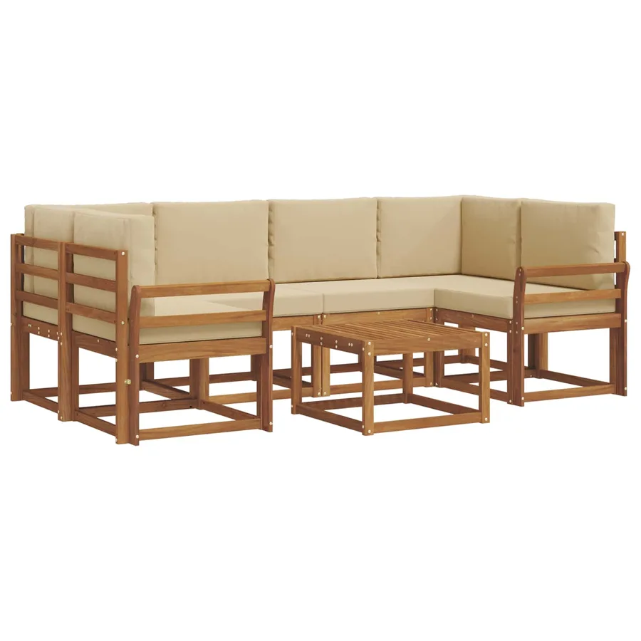Ensemble de canapés d'extérieur 7 pcs Naturel et Beige - 2