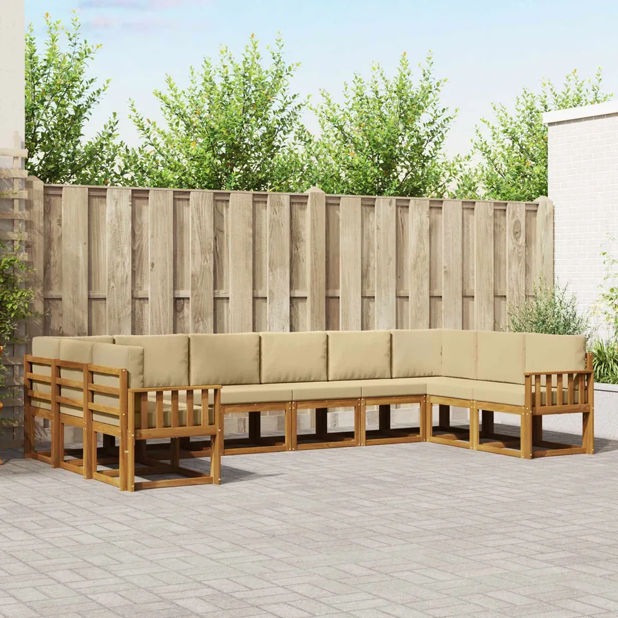 Ensemble de canapés d'extérieur 10 pcs Naturel et Beige