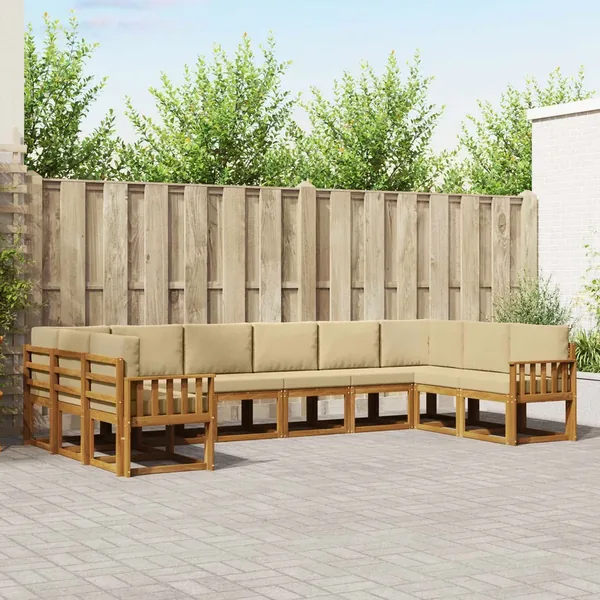 Ensemble de canapés d'extérieur 10 pcs Naturel et Beige