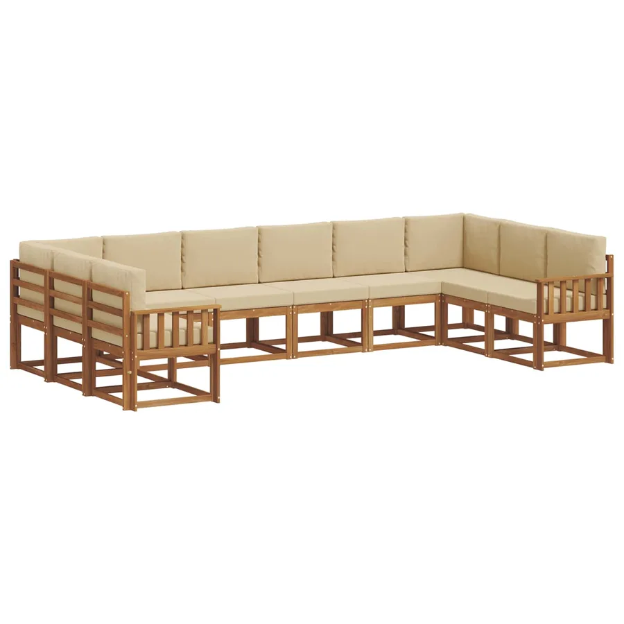 Ensemble de canapés d'extérieur 10 pcs Naturel et Beige - 2