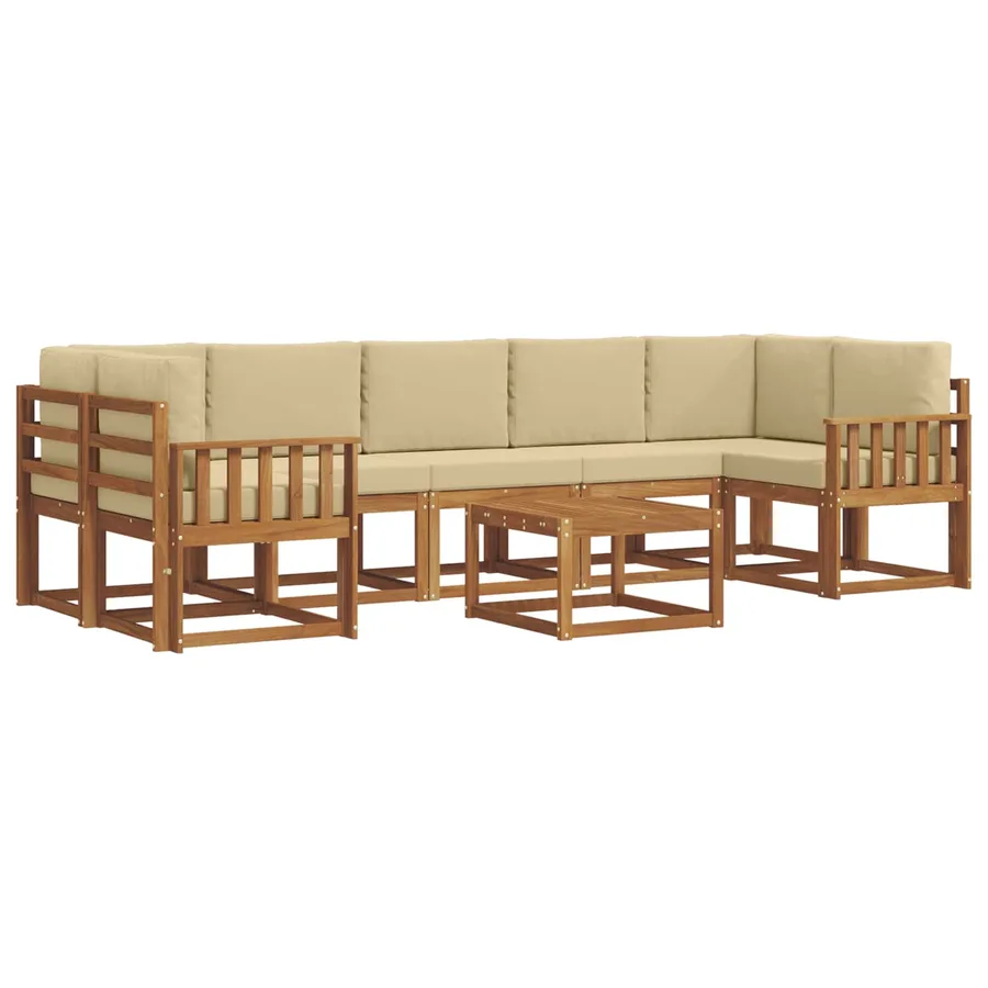 Ensemble de canapés d'extérieur 8 pcs Naturel et Beige - 2