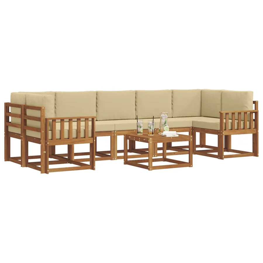 Ensemble de canapés d'extérieur 8 pcs Naturel et Beige - 3