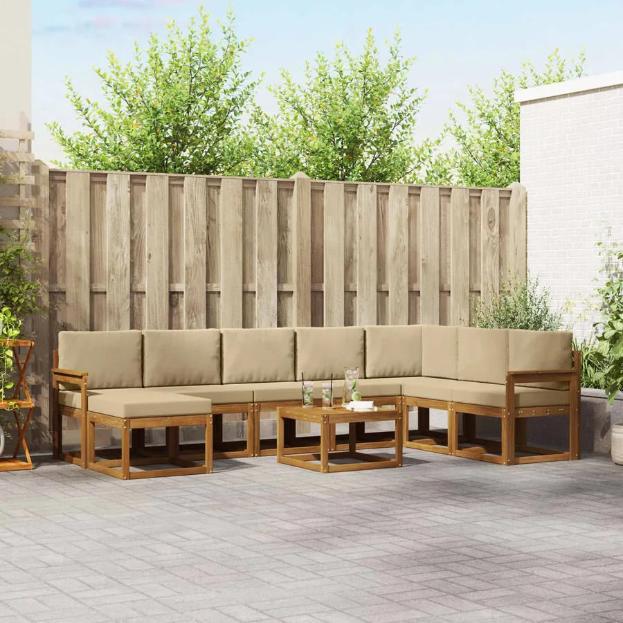 Ensemble de canapés d'extérieur 9 pcs Naturel et Beige