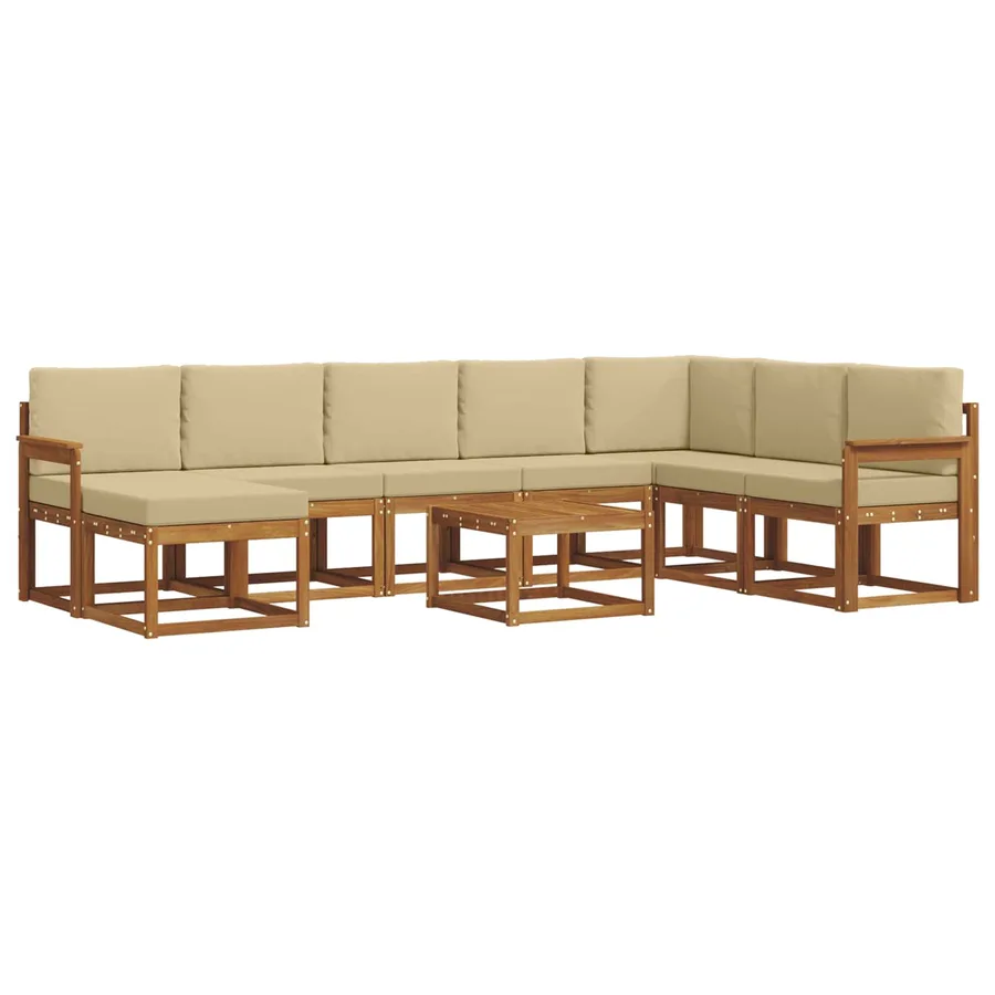 Ensemble de canapés d'extérieur 9 pcs Naturel et Beige - 2
