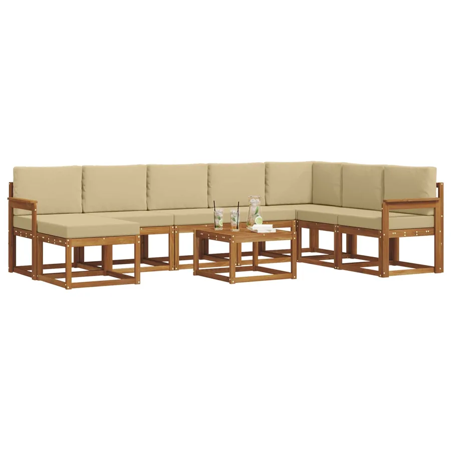Ensemble de canapés d'extérieur 9 pcs Naturel et Beige - 3