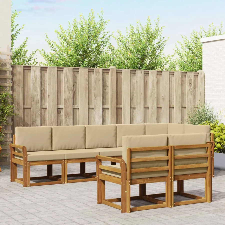 Ensemble de canapés d'extérieur 8 pcs Naturel et Beige
