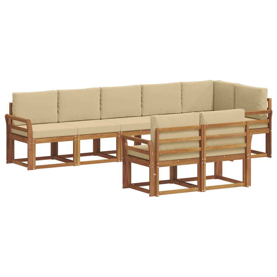 Ensemble de canapés d'extérieur 8 pcs Naturel et Beige - 2