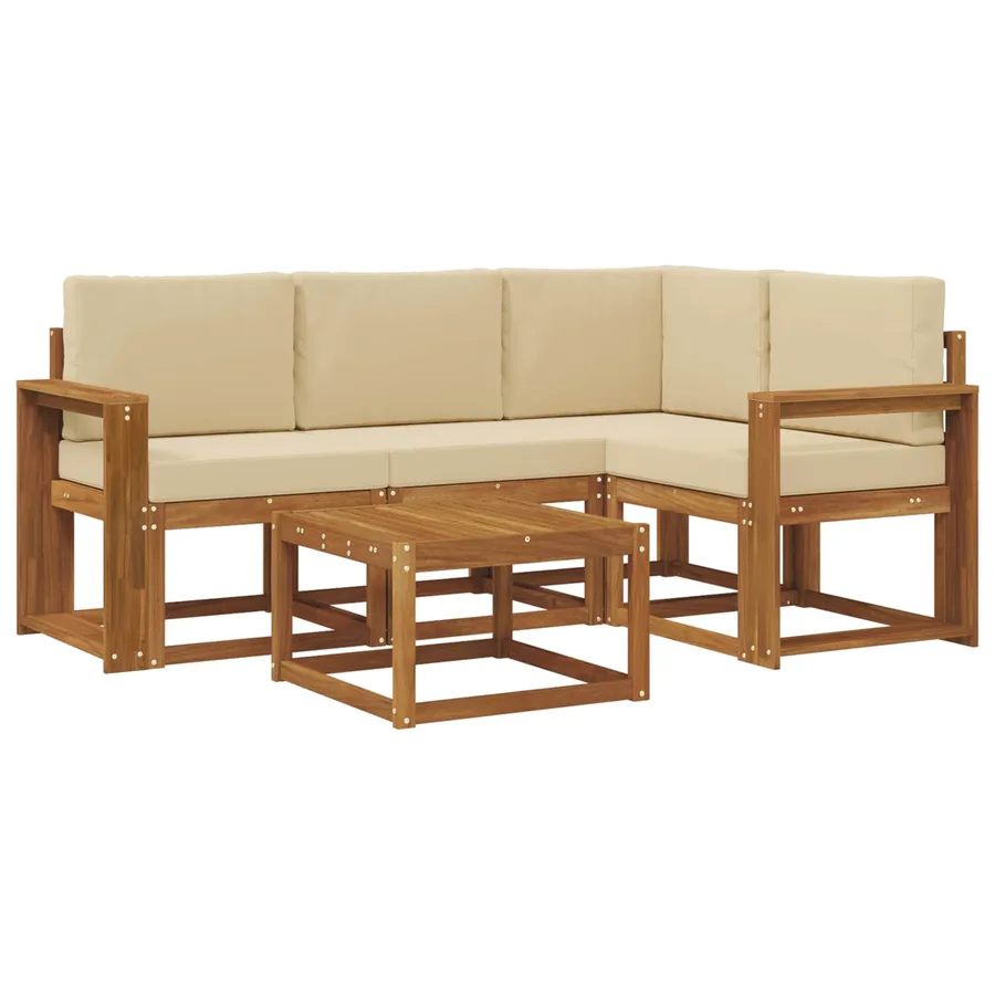 Ensemble de canapés d'extérieur 5 pcs Naturel et Beige - 2